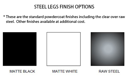 steel table leg color options
