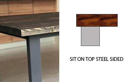 table on top of steel frame custom table finishes 02